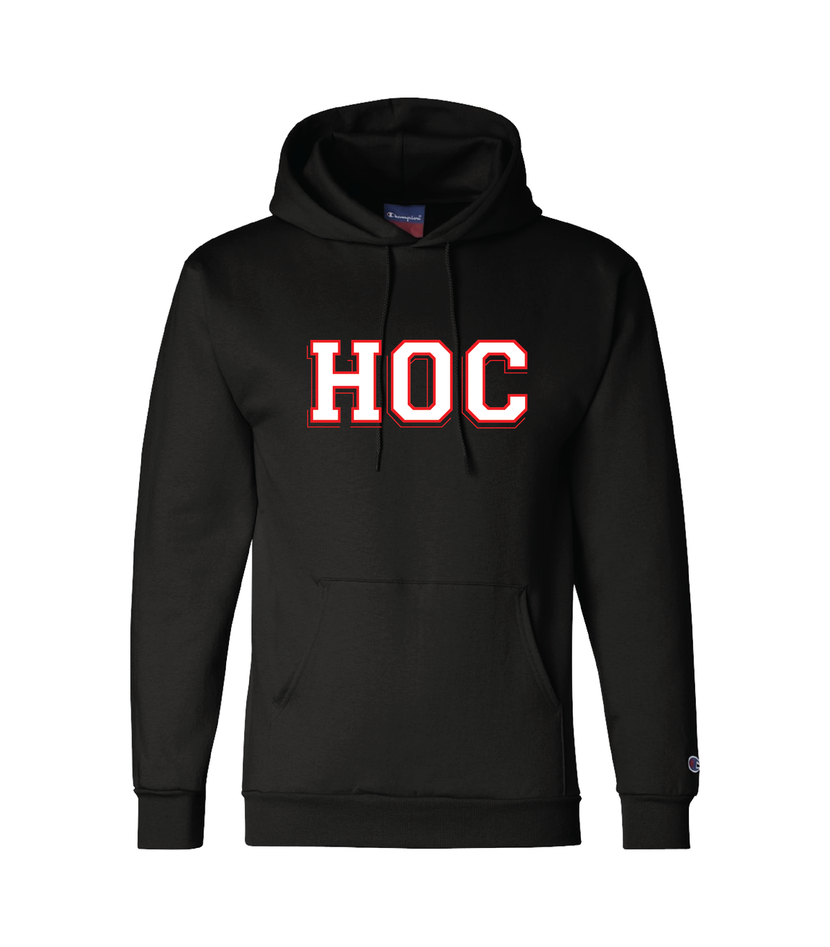 HOC - Adult Champion Hoodie - Black (Wh/Red)