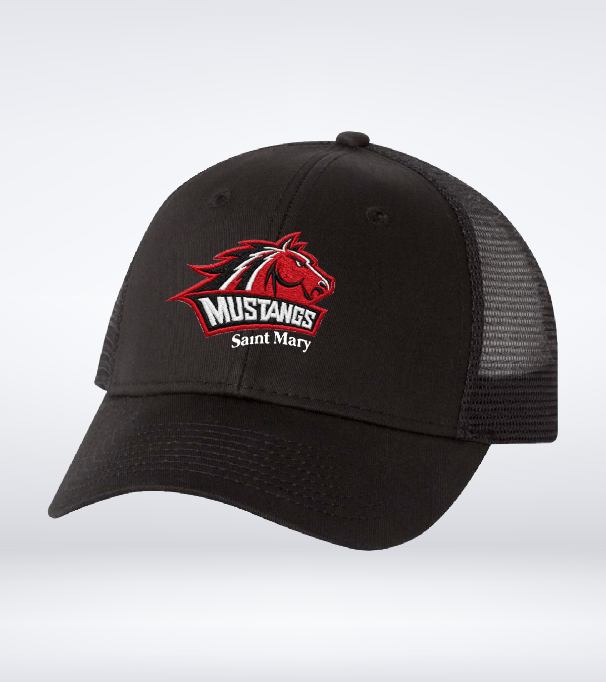 Mustangs - Trucker Hat - Black - Badge Logo