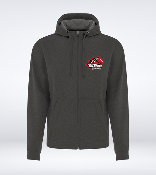 Mustangs - Adult - Performance Zip Hoodie - Charcoal Heather
