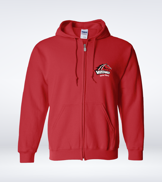 Mustangs - Adult - Full Zip Hoodie - Red